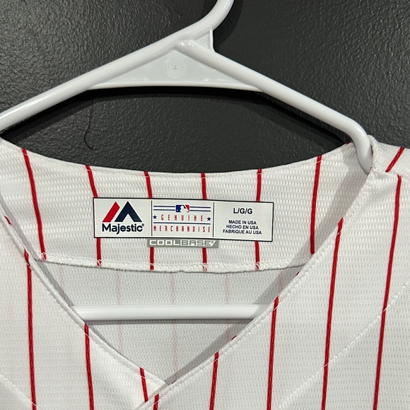 Phillies Striped Baseball Jersey Large - Picture 5 of 6